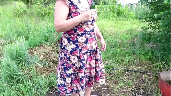 Big A mature bbw fucks with a cucumber in nature outside the city in public places Her natural boobs and gorgeous booty blend in with the natural landscape best Movies