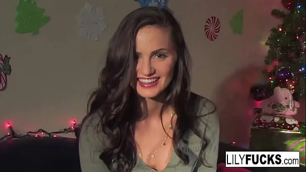Big Lily tells us her horny Christmas wishes before satisfying herself in both holes best Movies