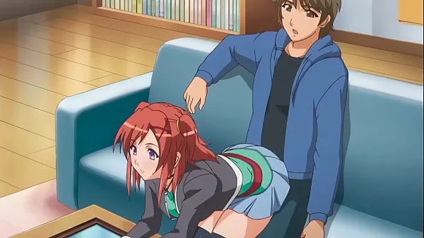 step Brother gets a boner when step Sister sits on him - Hentai [Subtitled